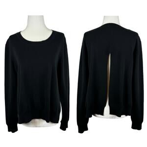 Kobi Halperin Womens Open Back Side Slits Black Crewneck Sweater Sz XL | Neutral